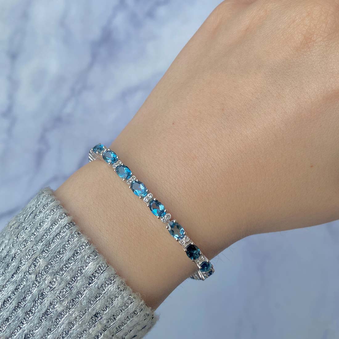 London Blue Topaz & White Topaz Bracelet-(LBTZ-SB-109.)